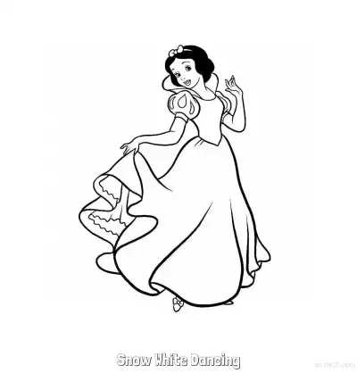 Free printable Snow White Dancing Gracefully Coloring Page coloring page
