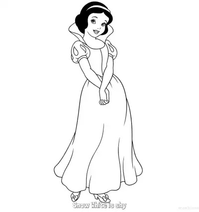 Free printable Snow White Looking Shy Coloring Page coloring page