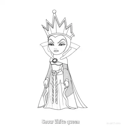 Free printable Evil Queen Standing Regally Snow White Coloring Page coloring page