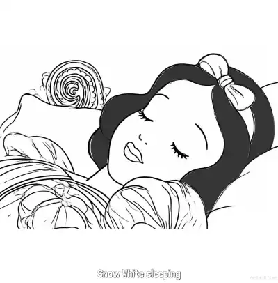 Free printable Snow White Sleeping Coloring Page coloring page