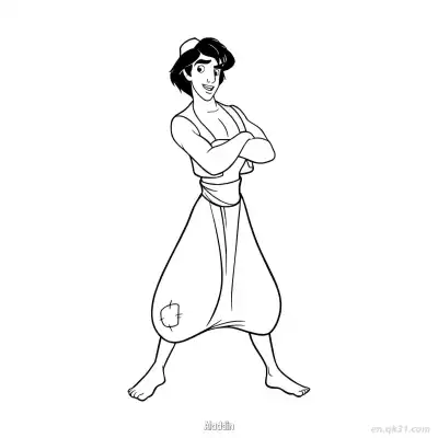 Free printable Aladdin Standing with Arms Crossed Coloring Page coloring page