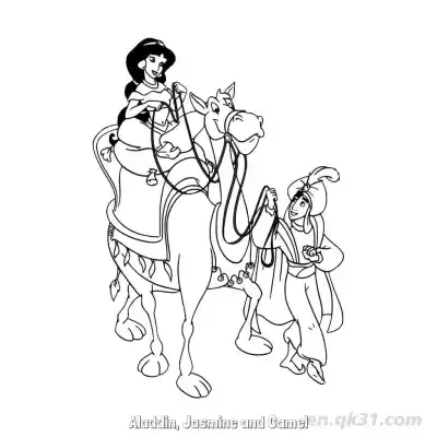 Free printable Aladdin, Jasmine and Camel  Coloring Page - Free Printable Disney Aladdin PDFS Coloring Sheets coloring page