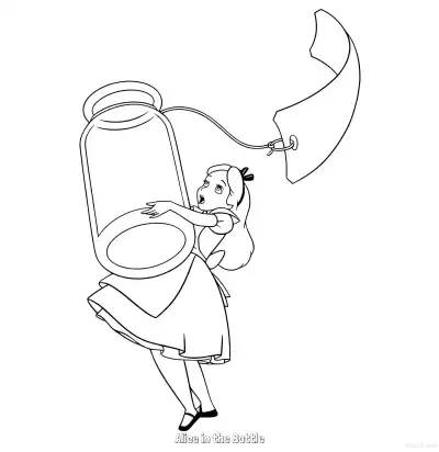 Free printable Alice in the Bottle 1 Coloring Page - Free Printable Alice in Wonderland PDFS Coloring Sheets coloring page