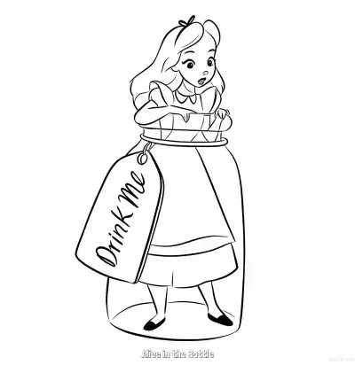 Free printable Alice in the Bottle 3 Coloring Page - Free Printable Alice in Wonderland PDFS Coloring Sheets coloring page