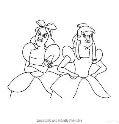 Free printable Anastasia and Drizella Tremaine Angry Coloring Page coloring page