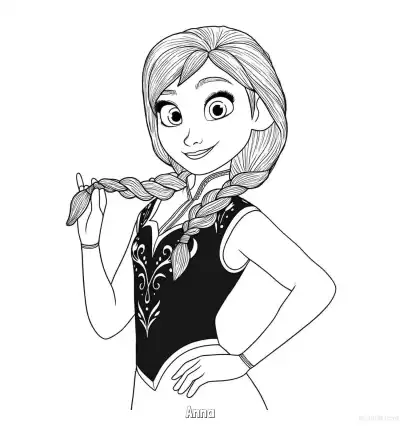 Free printable Anna Holding Braid Dark Bodice Coloring Page coloring page
