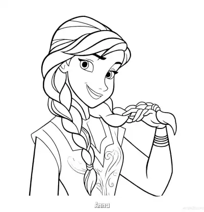Free printable Anna Smiling Close-up Portrait Coloring Page coloring page