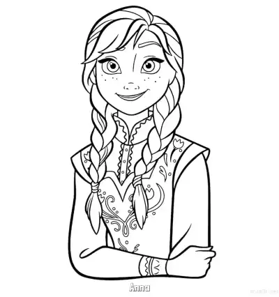 Free printable Anna Arms Crossed Cute Sketch Coloring Page coloring page