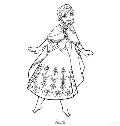Free printable Anna Open Arms Floral Skirt Coloring Page coloring page