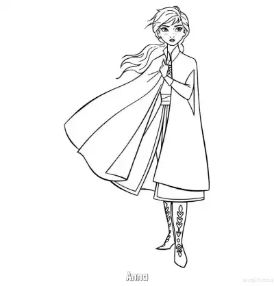 Free printable Anna Holding Cape Winter Coloring Page coloring page