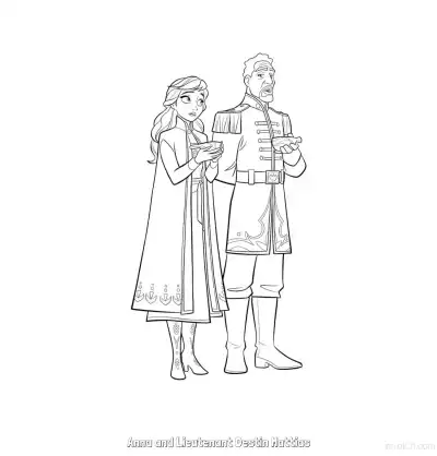 Free printable Anna and Lieutenant Destin Mattias Coloring Page coloring page