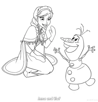 Free printable Anna and Olaf Happy Meeting Coloring Page coloring page