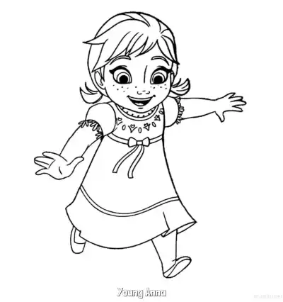 Free printable Young Anna Running Coloring Page coloring page