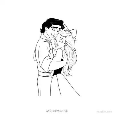 Free printable Ariel and Prince Eric 1 Coloring Page - Free Printable Disney The Little Mermaid PDFS Coloring Sheets coloring page