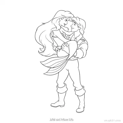 Free printable Ariel and Prince Eric 8 Coloring Page - Free Printable Disney The Little Mermaid PDFS Coloring Sheets coloring page