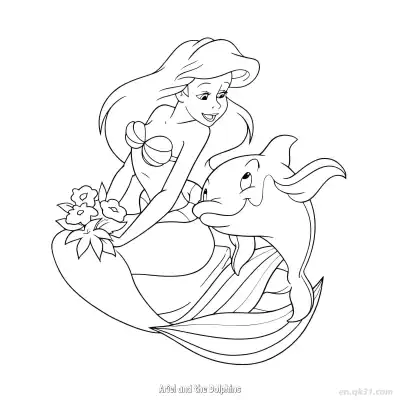 Free printable Ariel and the Dolphins  Coloring Page - Free Printable Disney The Little Mermaid PDFS Coloring Sheets coloring page