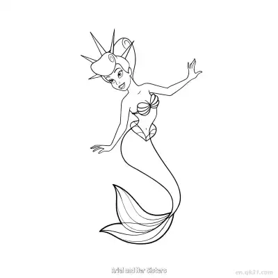 Free printable Ariel and Her Sisters  Coloring Page - Free Printable Disney The Little Mermaid PDFS Coloring Sheets coloring page