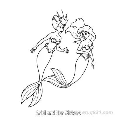 Free printable Ariel and Her Sisters 2 Coloring Page - Free Printable Disney The Little Mermaid PDFS Coloring Sheets coloring page
