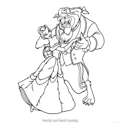Free printable Belle and the Beast Graceful Twirl Coloring Page coloring page