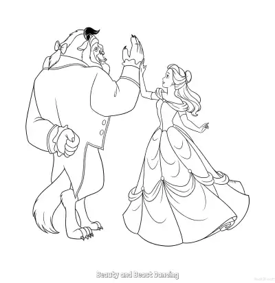Free printable Belle and the Beast Dynamic Dance Coloring Page coloring page