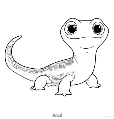 Free printable Bruni the Salamander Line Art Coloring Page coloring page