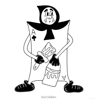 Free printable Card Soldiers 1 Coloring Page - Free Printable Alice in Wonderland PDFS Coloring Sheets coloring page