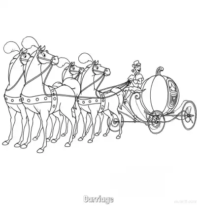 Free printable Cinderella Pumpkin Carriage with Horses Coloring Page coloring page