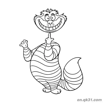 Free printable Cheshire Cat Head on Finger Tip Coloring Page coloring page