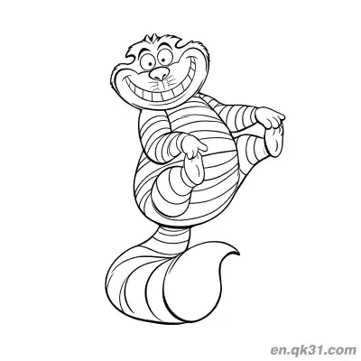 Free printable Cheshire Cat Lifting Legs Funny Coloring Page coloring page