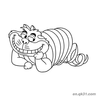 Free printable Cheshire Cat Lying Down Lazy Coloring Page coloring page