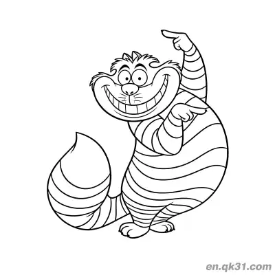 Free printable Cheshire Cat Pointing Gesture Coloring Page coloring page