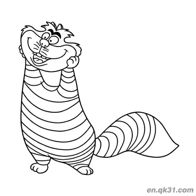 Free printable Cheshire Cat Resting Chin and Laughing Coloring Page coloring page