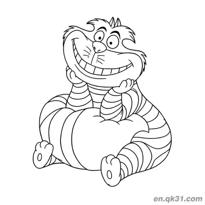Free printable Cheshire Cat Sitting Cross Legged Coloring Page coloring page