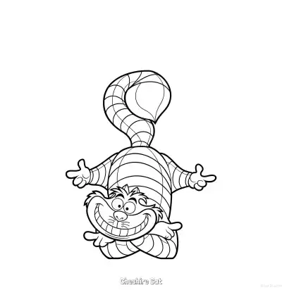Free printable Cheshire Cat  Coloring Page - Free Printable Alice in Wonderland PDFS Coloring Sheets coloring page