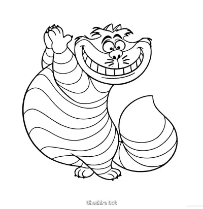 Free printable Cheshire Cat 1 Coloring Page - Free Printable Alice in Wonderland PDFS Coloring Sheets coloring page