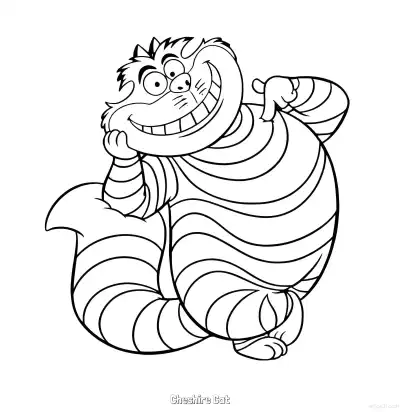 Free printable Cheshire Cat 10 Coloring Page - Free Printable Alice in Wonderland PDFS Coloring Sheets coloring page