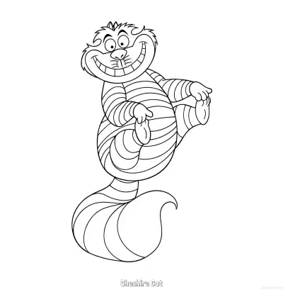 Free printable Cheshire Cat 2 Coloring Page - Free Printable Alice in Wonderland PDFS Coloring Sheets coloring page