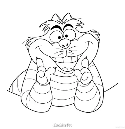 Free printable Cheshire Cat 3 Coloring Page - Free Printable Alice in Wonderland PDFS Coloring Sheets coloring page