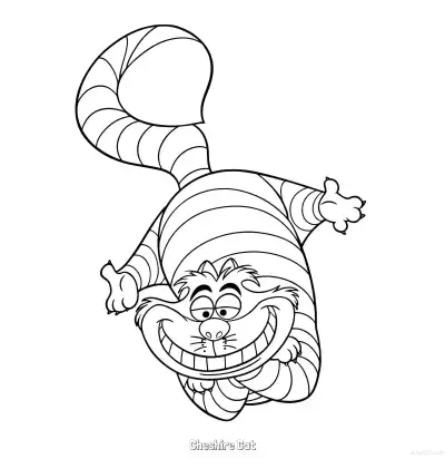 Free printable Cheshire Cat 4 Coloring Page - Free Printable Alice in Wonderland PDFS Coloring Sheets coloring page