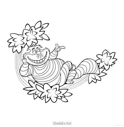 Free printable Cheshire Cat 5 Coloring Page - Free Printable Alice in Wonderland PDFS Coloring Sheets coloring page