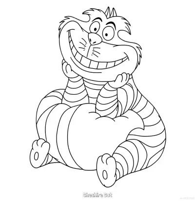 Free printable Cheshire Cat 6 Coloring Page - Free Printable Alice in Wonderland PDFS Coloring Sheets coloring page