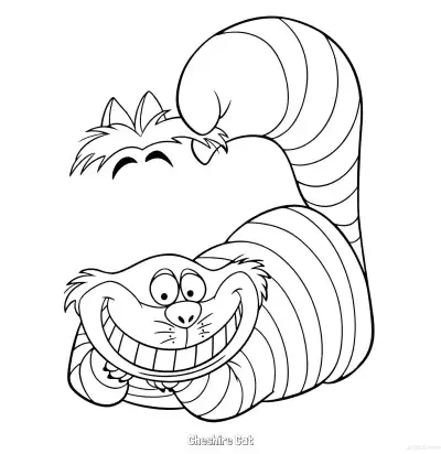 Free printable Cheshire Cat 7 Coloring Page - Free Printable Alice in Wonderland PDFS Coloring Sheets coloring page