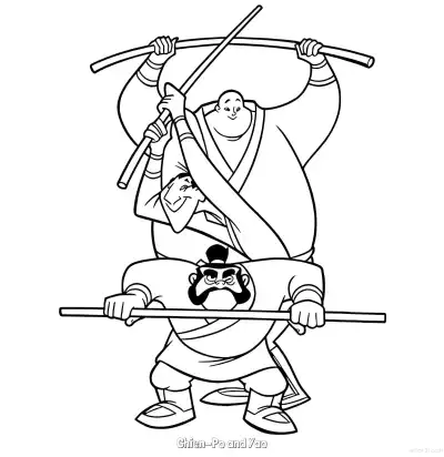 Free printable Chien-Po and Yao 1 Coloring Page - Free Printable Mulan PDFS Coloring Sheets coloring page