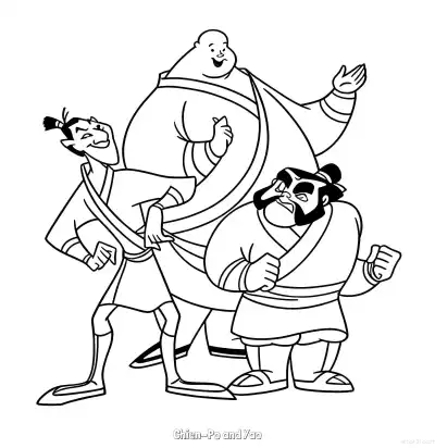 Free printable Chien-Po and Yao 2 Coloring Page - Free Printable Mulan PDFS Coloring Sheets coloring page