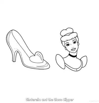 Free printable Cinderella and the Glass Slipper Close Up Coloring Page coloring page