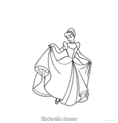 Free printable Cinderella Elegant Bow and Curtsy Coloring Page coloring page