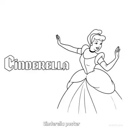 Free printable Cinderella Large Text Poster Coloring Page coloring page