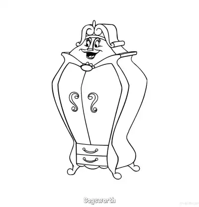 Free printable Cogsworth the Clock Coloring Page | Front View coloring page