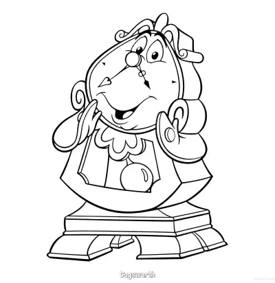 Free printable Cogsworth the Clock Side Profile Coloring Page coloring page