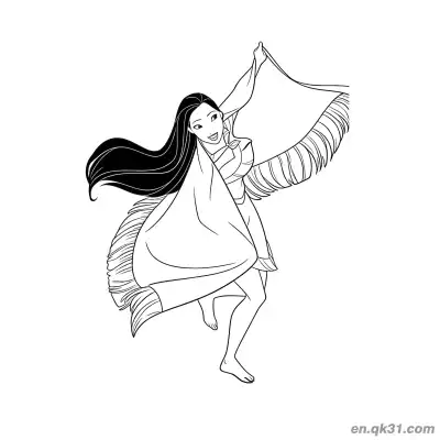 Free printable Dancing Pocahontas Graceful Move coloring page